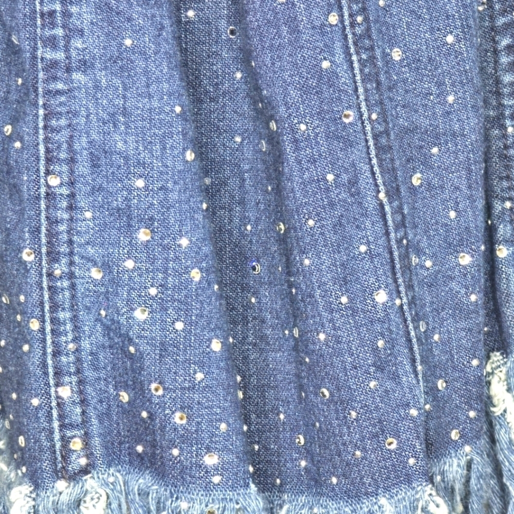 Fendi Diamonte Vintage Blue Denim Long-Sleeve Coat with Fringe - Picture 8 of 16
